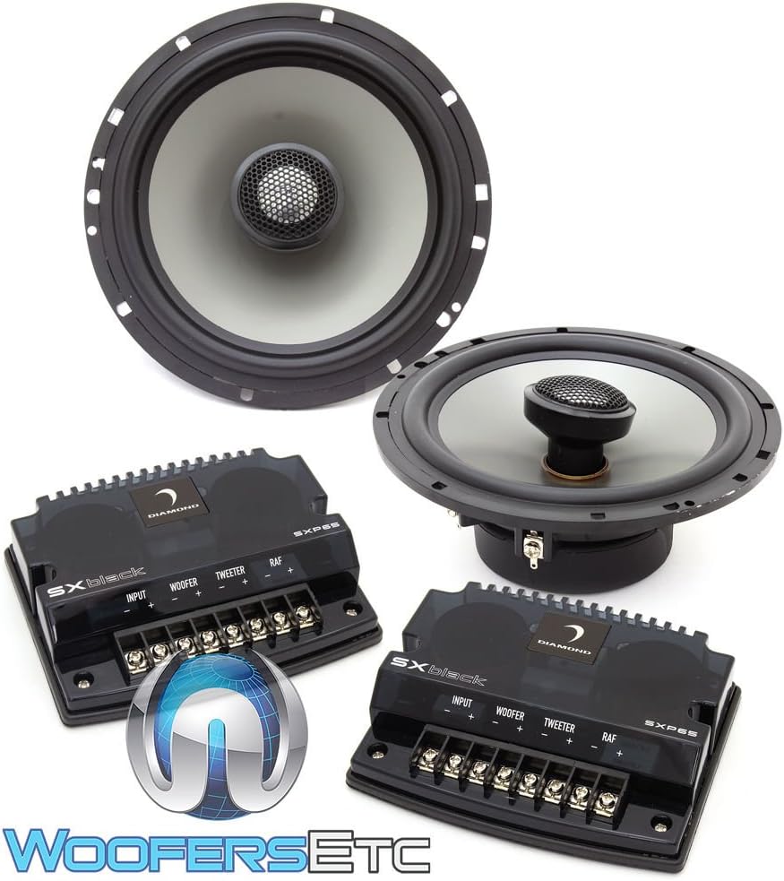 Diamond Audio SXP65A-COAX 6.5" 150 Watts RMS SXBlack Series Convertible Component Speaker System (Aluminum Tweeters)