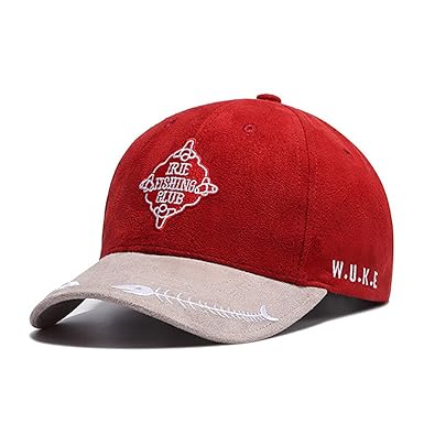 red suede baseball cap