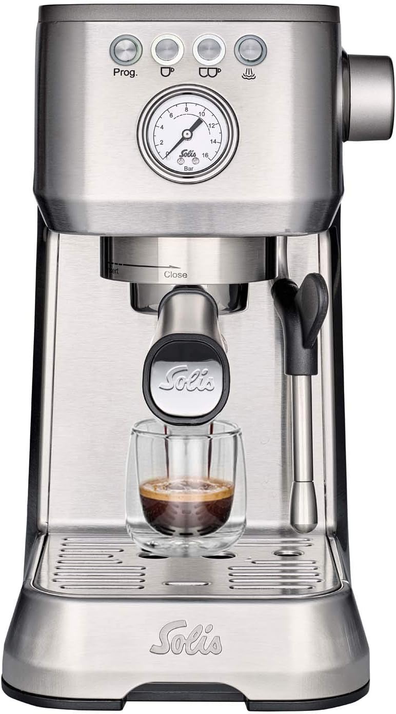 Solis Barista Perfetta Plus 1170 Kaffeemaschine - Espressomaschine mit Dampf- und Heißwasserfunktion - Siebträger Kaffeemaschine - 15 bar - 1.7L Wassertank - Edelstahl - Solis Barista Gran Gusto