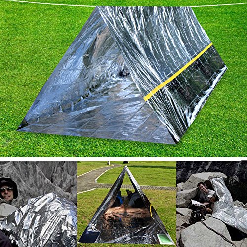 EMDMAK Emergency Mylar Thermal Survival Tent and Sleeping bag Survival Shelter for Camping Hiking Travelling or Adventures (Pack of 2) - Thumbnail 4