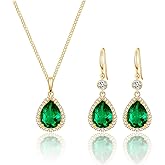 GULICX Crystal Jewelry Set for Women, Teardrop Statement Necklace and Sterling Silver Dangling Earrings Set, Wedding Prom Party Jewelry for Mother Bride Bridesmaids