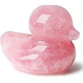 DUQGUHO Duck Figurine Gifts Statue Pink Ducks Deocr Rose Quartz Crystals Stones Duck Lovers Duck Collectible Desk Office Deocration