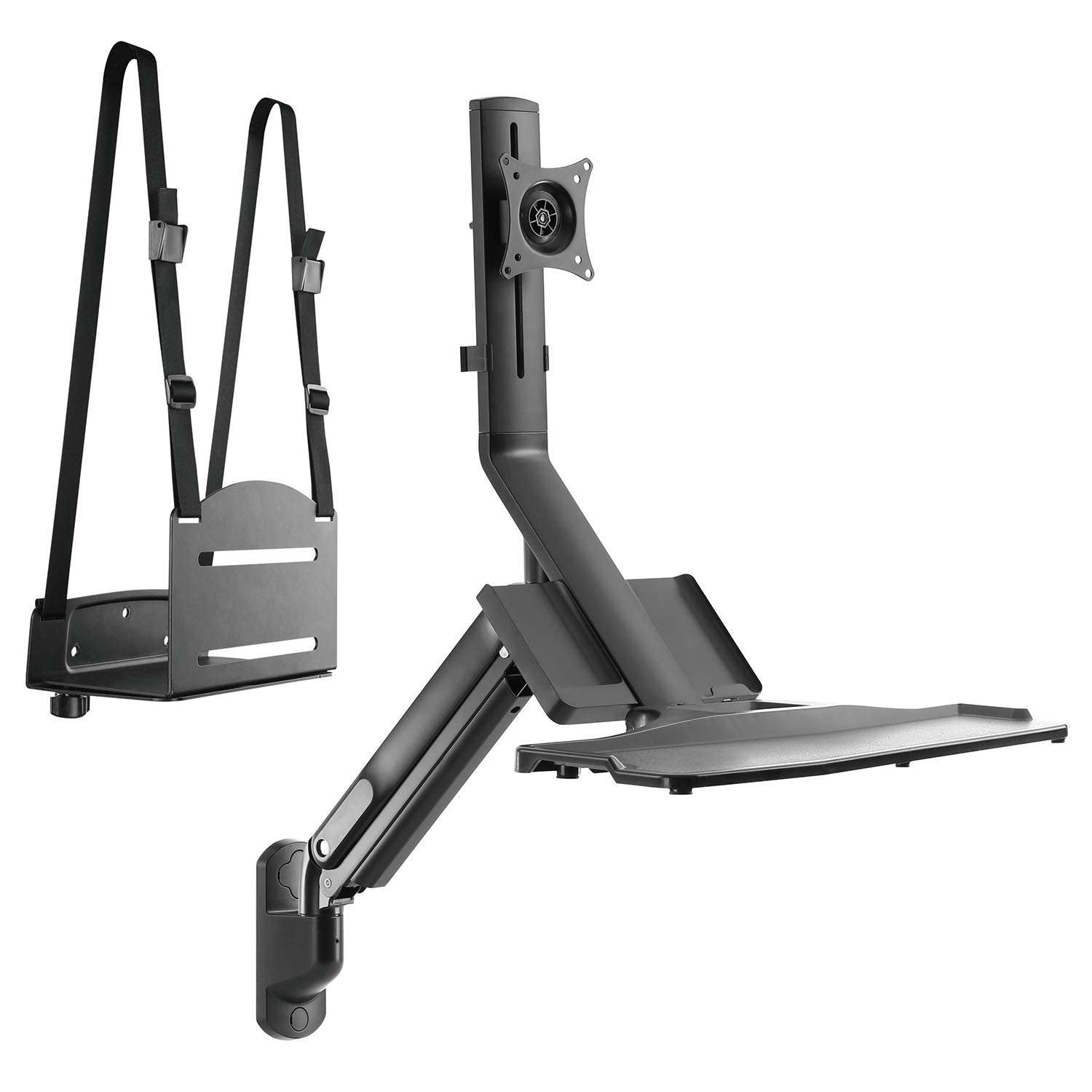 Maclean MC-838 Monitor Wall Mount 3 in 1 Bracket With Keyboard Tray Screen Computer Mount 17" - 32" Gas Spring VESA: 75x75, 100x100