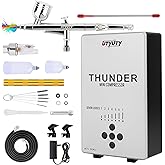 UTYUTY Airbrush Kit with Air Compressor,Portable 27PSI 7 Pressure Levels, 35dB Ultra-Quiet,Dual-Action 0.3mm Airbrush Gun for Beginners,Painting,Models,Makeup,Crafts &amp; Cake Decor