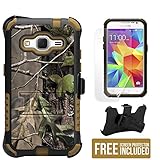 Samsung Galaxy Core Prime G360/Galaxy Prevail LTE/SM-G360/G360P (Boost Mobile,Virgin Mobile)(2014)Beyond Cell ®3 in 1 Rugged High Impact Hybrid Anti-Shock Pads Hard + Soft Durable Armor Phone Case With 2 Layer Premium Protection With Built in Kickstand & Belt Clip Holster Combo Phone Case- Hunter Tree Camo Design - FREE (HD) Screen Protector & Retail Packaging (1 Year Warranty)