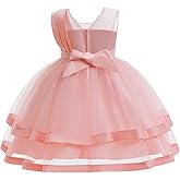 QDU Girls Flower Dresses Summer Sleeveless Mesh A Line Casual Party Dresses 12Month-9 Years Old