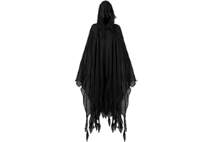 Fourluoo Halloween Grim Reaper Costume Halloween Hooded Cloak Cosplay Costumes for Adult Medieval Renaissance Cape