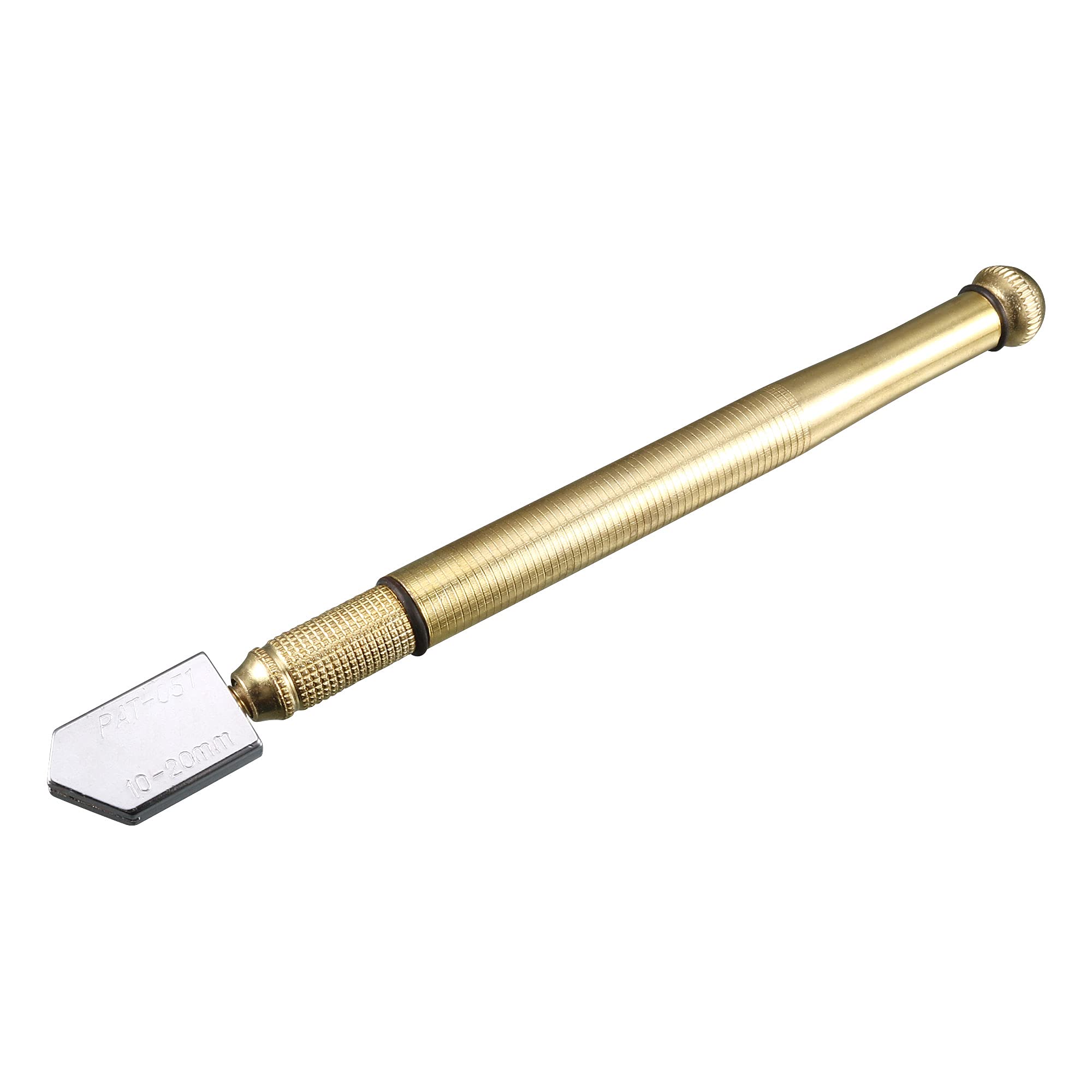 Sourcingmap Glass Cutter 10mm-20mm, Pencil Style Oil Feed Carbide Tip Golden Metal Handle for Glass Tiles Mirror Cutting