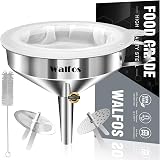 Walfos Stainless Steel Funnel 13 cm with 2 Removable Filters & Brush