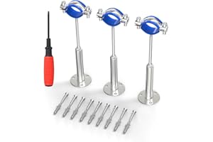 TAISHER 3PCS 304 Stainless Steel Wall Mount Ceiling Mount Adjustable Pipe Supports，Adjustable Pipe Strap Bracket Clamp，Suitable for 1-1/2 inch diameter tubes (44-46mm)，Adjustable Height 100-200mm