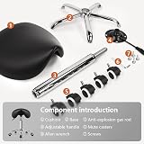 KKTONER Black Rolling Saddle Stool Adjustable Swivel Chair with Wheels view 7