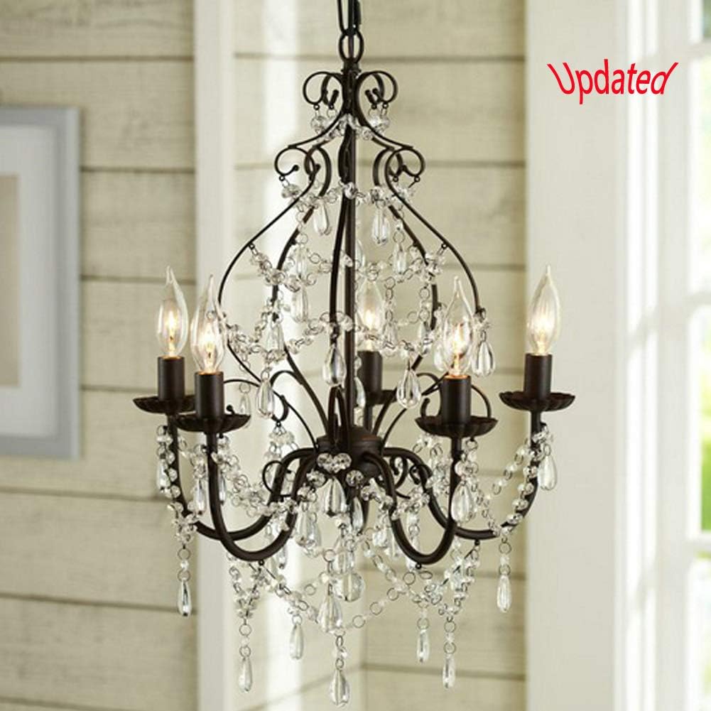 Aero Snail North American Country Style Crystal 5-Light Candle Chandelier Lighting Metal Iron Pendant Lamp Fixture