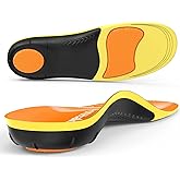 BestHalo Heavy Duty Plantar Fasciitis Insoles - 220+ lbs High Arch Support Orthotic Inserts for Pain Relief, Flat Feet, Heel Pain, Work Boots (Orange, Men 4.5-6.5 | Women 5.5-7.5)