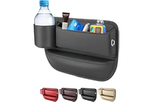 LINPING Car seat gap filler organizer,2024 Universal New Seat Gap Storage Box, Car Leather Cup Holder Gap Bag for Glasses Phones Keys and Cards (black, Driver Side)