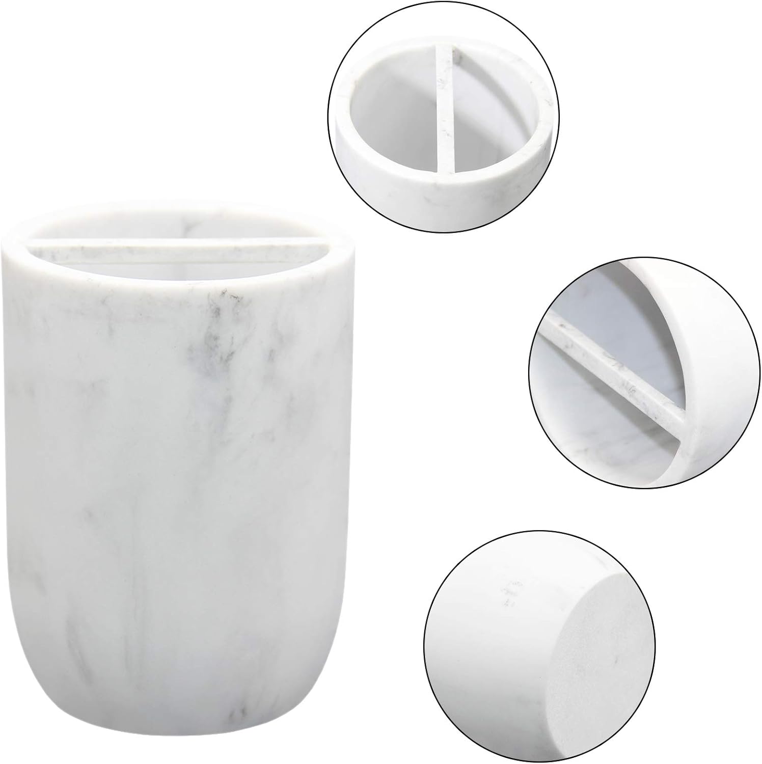 Toothbrush Holder Polyresin Toothbrush Organizer Stand,Multi-Functional Toothpaste Holder Makeup Brushes Cup Razors Holder for Bathroom Vanity Countertop,Ideal for Home, Hotel (Marble Style) (1Pack): Kitchen & Dining