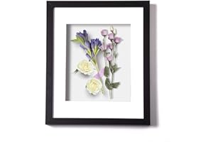 Muzilife 11x14 Shadow Box Frame Wood 3D Picture Frame with Glass Cover, Display Case with Mat for Wall-Hanging Picture Showcase, Black