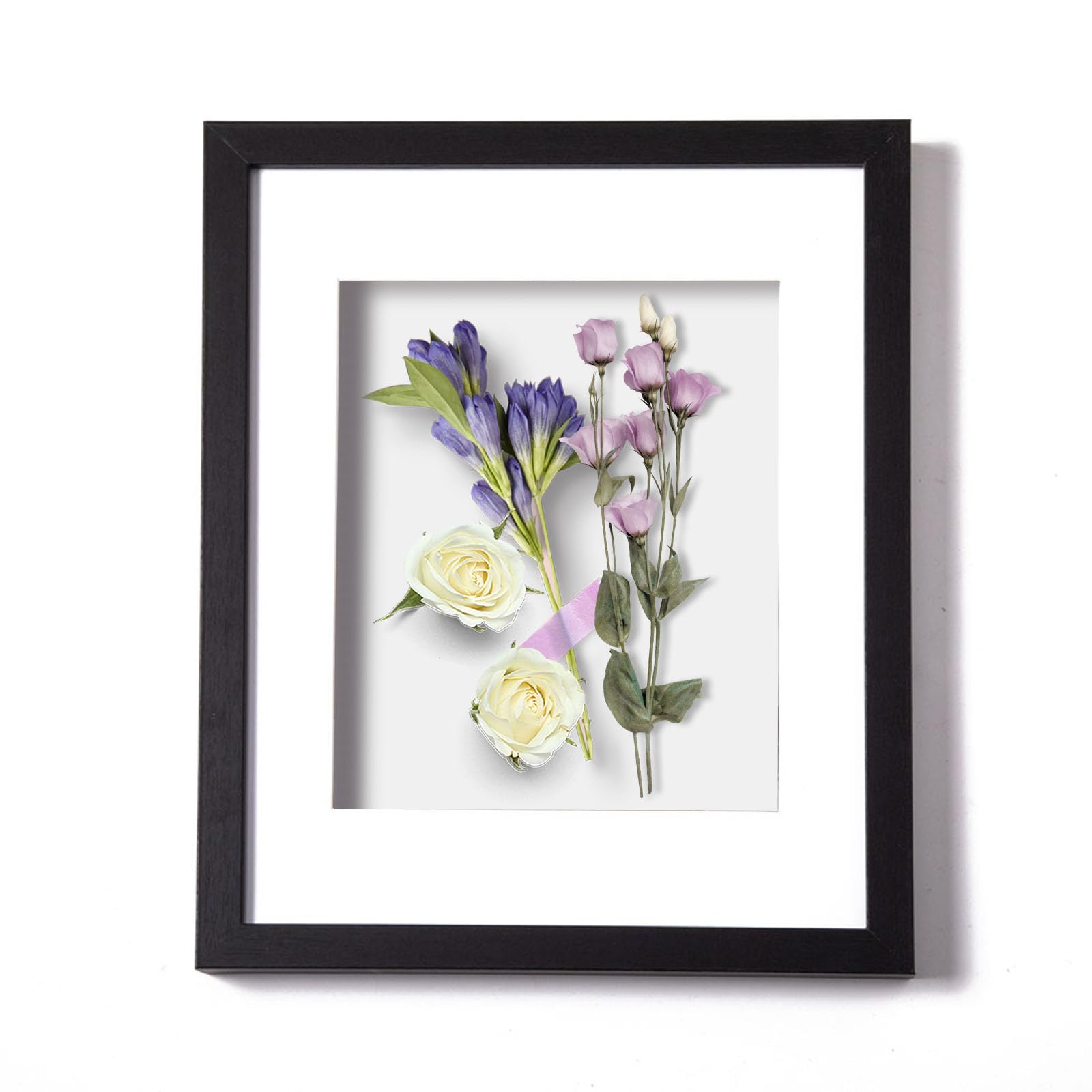 Muzilife 11x14 Shadow Box Frame Wood 3D Picture Frame with Glass Cover, Display Case with Mat for Wall-Hanging Picture Showcase, Black