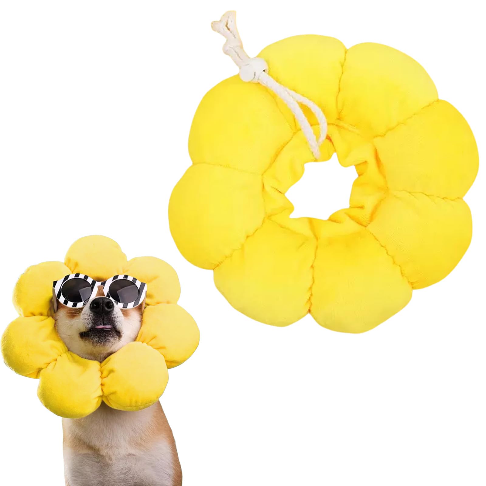 1 Piece Cat Cone Collar Soft Cute Sun Flower Neck Cat Cones Adjustable Pet Recovery Collar for Cats Kittens Puppies Soft Prevent Licking Biting Protect Wounds