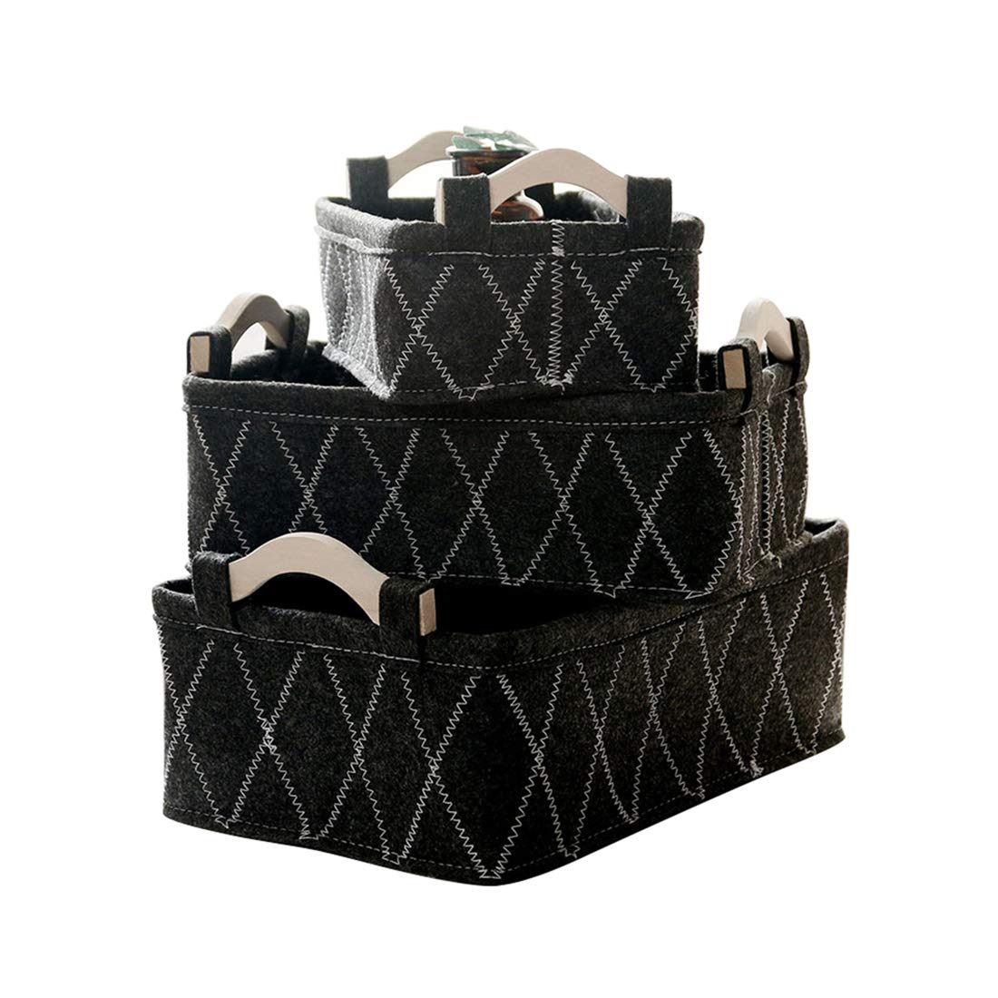 Storage Basket Clothes Storage Box Bin Container Closet Organizer 3 Size Large Medium and Small with Handle Easy to Carry Black for Bedroom Living Room Nursery Room Office