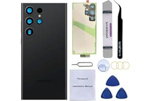 Perzework Rear Back Glass Replacement Compatible with Samsung Galaxy S23 Ultra 6.8-inches with Reparing Tool Kit (Phantom Black)