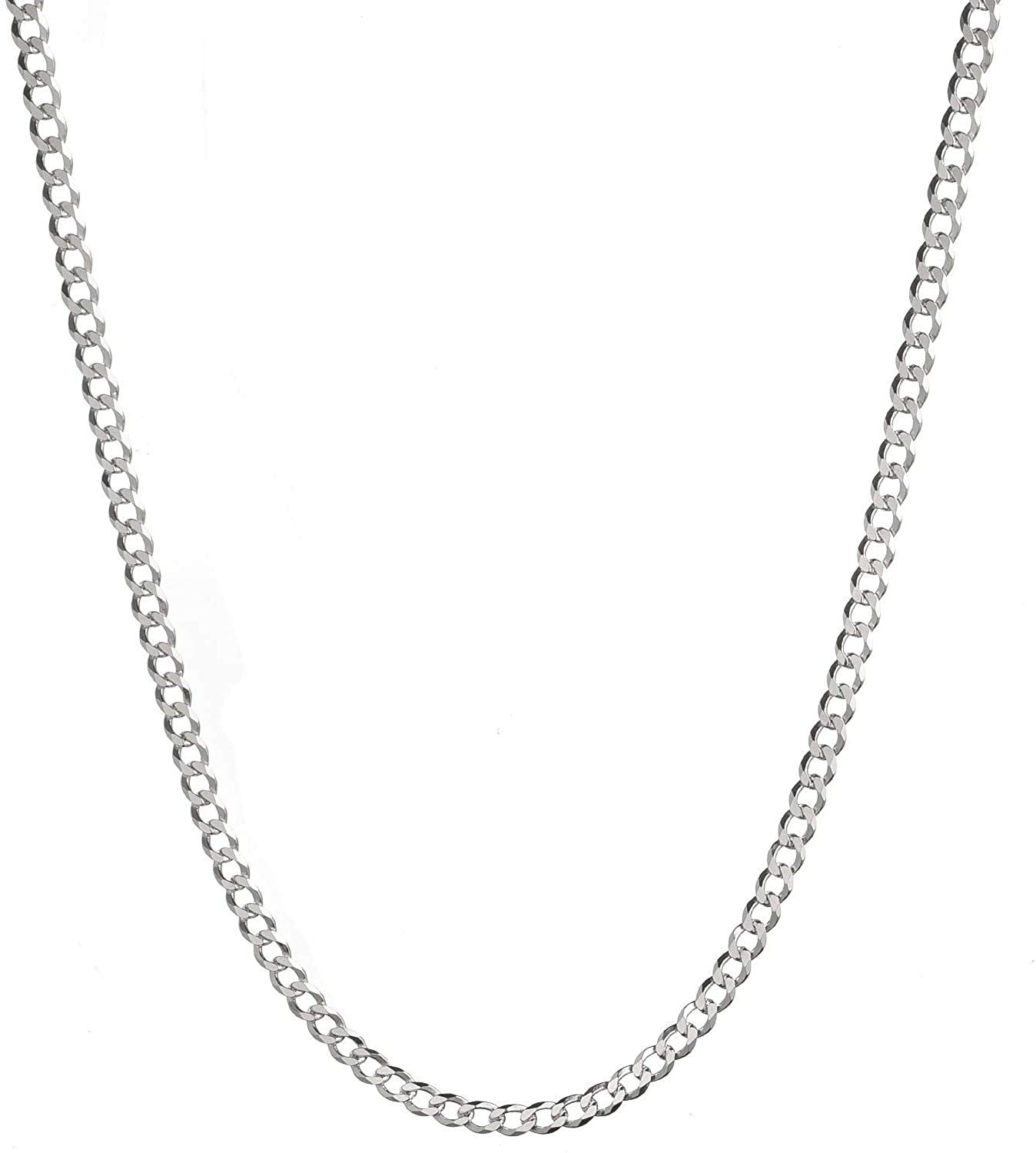 VONALA 3mm 925 Sterling Silver Cuban Curb Link Chain Necklace Silver Chain for Men Women Boys (Silver, 20)
