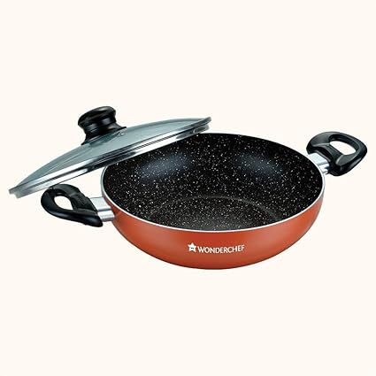 Wonderchef Athena Aluminium Wok with Lid, 24cm, Brown