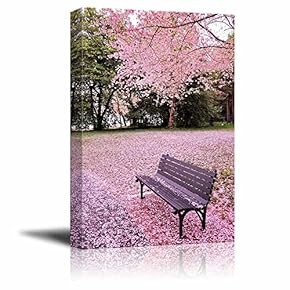 Canvas Prints Wall Art - Beautiful Scenery/Landscape of Cherry Blossom in Spring | Modern Wall Decor/Home Art Stretched Gallery Wraps Giclee Print & Wood Framed. Ready to Hang - 18" x 12"
