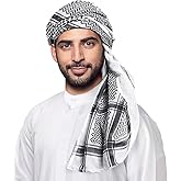 HOMELEX Keffiyeh Arab Head Scarf for Men Sheikh Muslim Turban Saudi Dubai Headwear