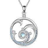 YFN Wave Necklace Sterling Silver Ocean Wave Pendant Necklace Beach Jewelry for Women Gifts