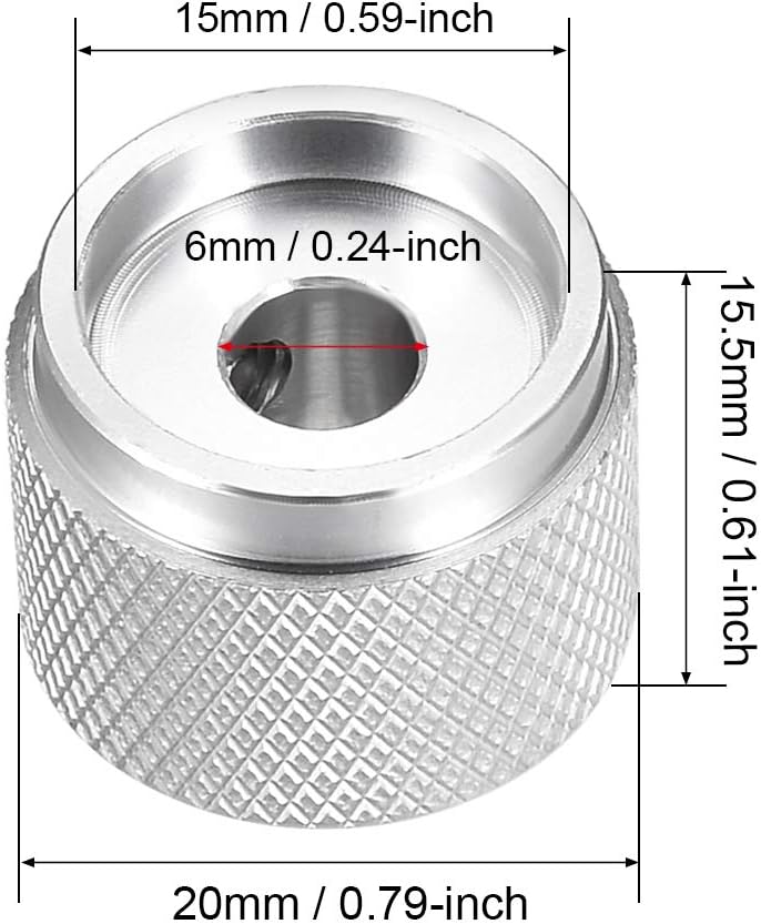 sourcing map Stereo Knob, 20 * 6 * 15.5 mm Aluminium Alloy, Volume Control Knobs, Sliver, Silver, 1pcs #7 - Image 3