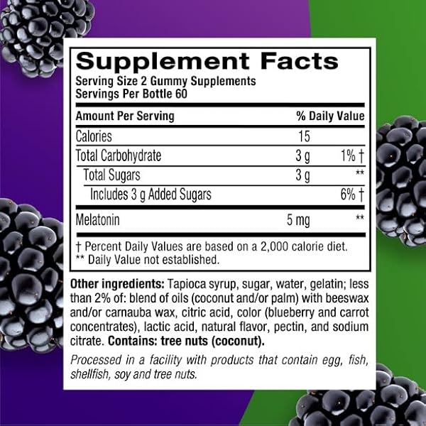 VITAFUSION EXTRA STRENGTH MELATONIN GUMMIES, BLACKBERRY 120 EA (PACK OF 6)
