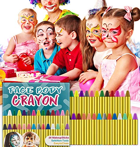 muscccm Face Painting Crayons kit, 28 Colors Crayons Set for Makeup Body Face - Thumbnail 5