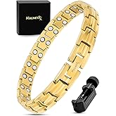 MagnetRX® Women's Ultra Strength Magnetic Bracelet - Titanium Magnetic Bracelets for Women - Adjustable Length with Sizing Tool (Gold)