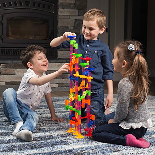 image for MetroTen Marble Run Toy Maze Ball Game Set for Kids, 130 Pieces with 3