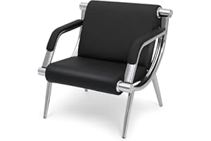 Walmokid Waiting Room Chair with Armrest, PU Leather Office Furniture, Lobby Conference Reception Chair, Office Guest Seating for Clinic,Airport,Hospital,Barber,Salon,Bank, (Black, 1)