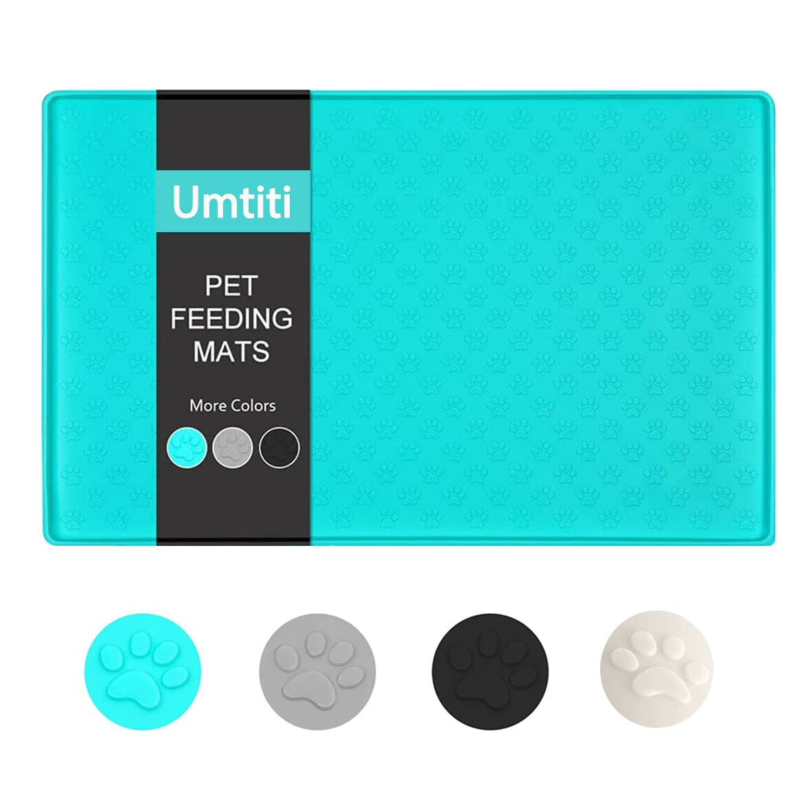 Umtiti Bowl Mat for Dogs and Cats (48 x 30 cm, Green), Waterproof Non-Slip Silicone Dog Bowl Feeding Bowl Mat, Waterproof Mat with Rim, Dishwasher Safe, M-1 Piece, Green