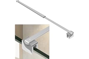 AQUIVACOAST Shower Door Glass Support Bar, 26.96" to 48.54" Adjustable Stainless Steel Wall-to-Glass Shower Stabilizer Rod for 1/4", 5/16", 3/8", Chrome