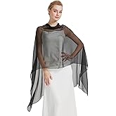 BEAUTELICATE Sheer Bridal Shawl for Wedding Dress 3 Multi-ways Shawl Bridesmaids Capelet Scarf
