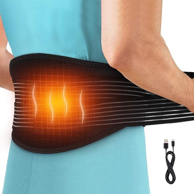 Electric Waist Heating Pad, USB Heated Waist Belt Wrap with 3 Heating