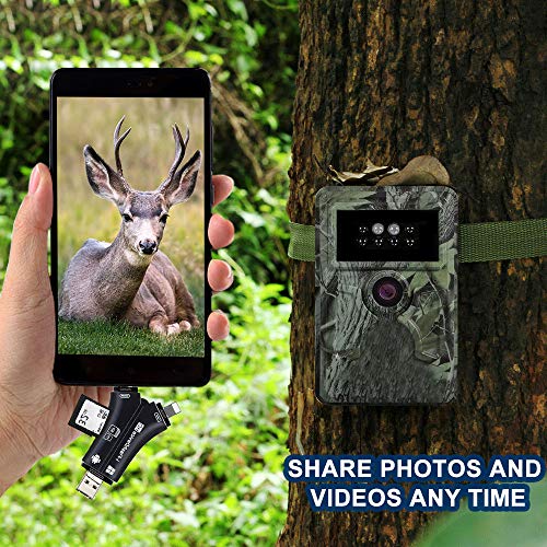Trail Camera Viewer SD Card Reader, 4 in 1 Hunting Deer Camera Memory SD Card Reader to View