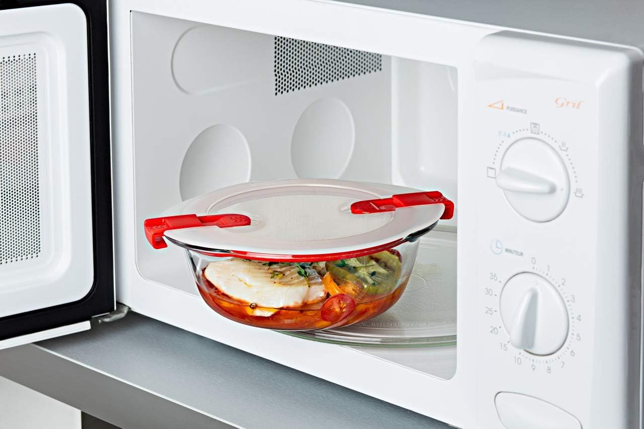 Pyrex Cook & Heat - Set of 3 identical round tins - 1L - Borosilicate glass - LunchBox - Airtight lid - Made in France - Image 4