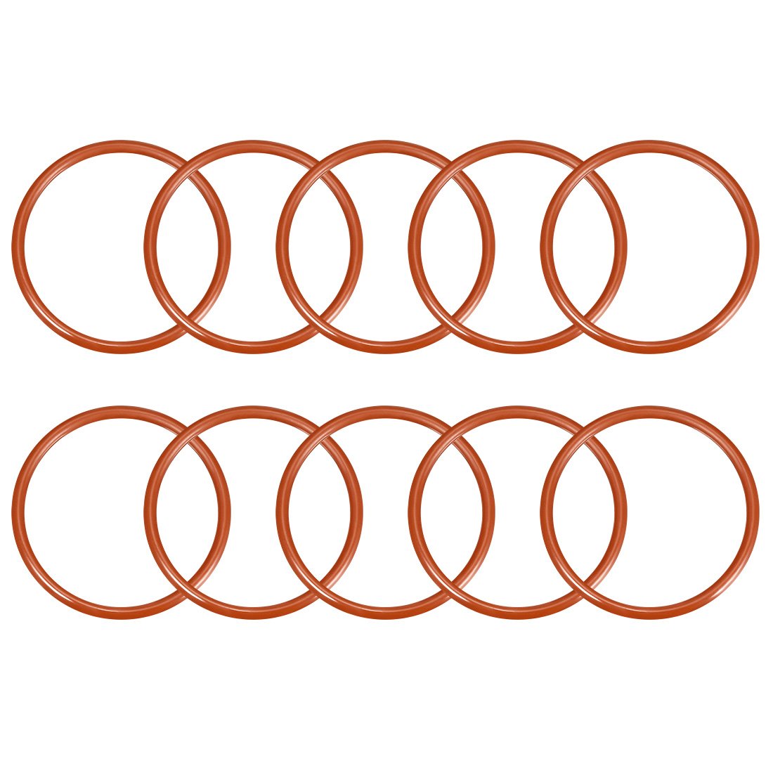 sourcingmap Silicone O-Ring, 55mm OD, 48.8mm ID, 3.1mm Width, VMQ Seal Rings Gasket, Red, Pack of 10