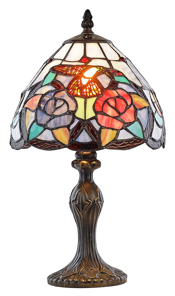 Humming Bird Tiffany Lamp with Colourful Stained Glass Shade by Happy Homewares