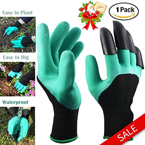 Garden Genie Gloves Waterproof Garden Gloves With Claws for Digging & Planting ,Gardening,Cleaning,Restoration Work, Easy to Dig & Plan ,Right Hand Claws ,Unisex ,1 Pair-As seen on TV