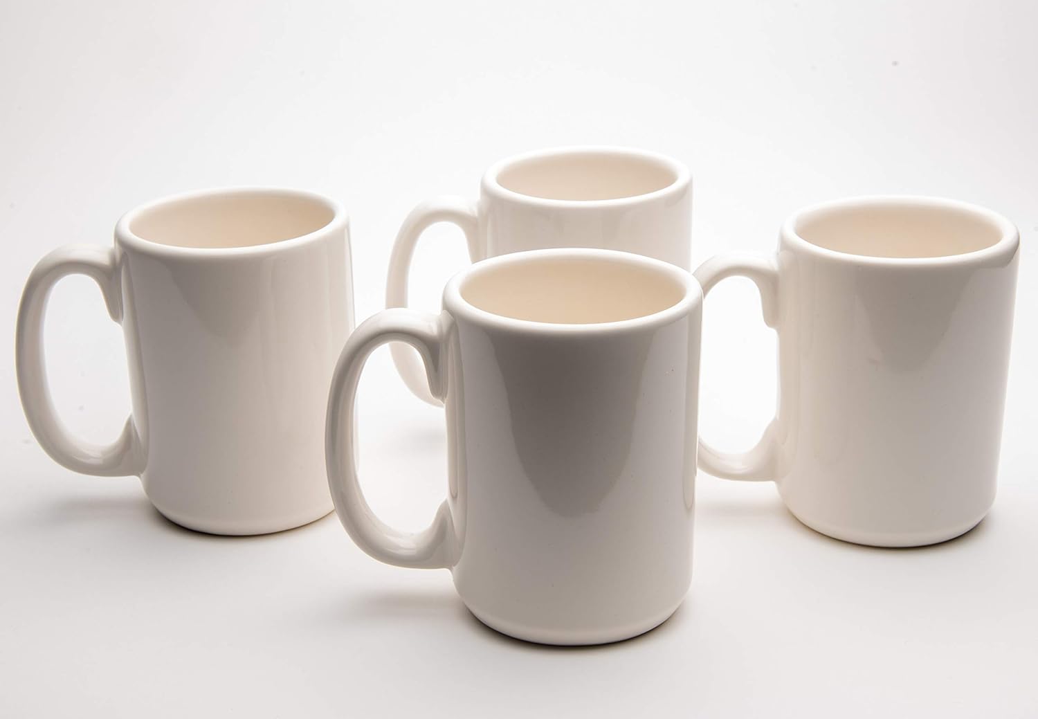 American Mug Pottery Ceramic Coffee Mug, Made in USA (15 oz - Pack of 4, White)