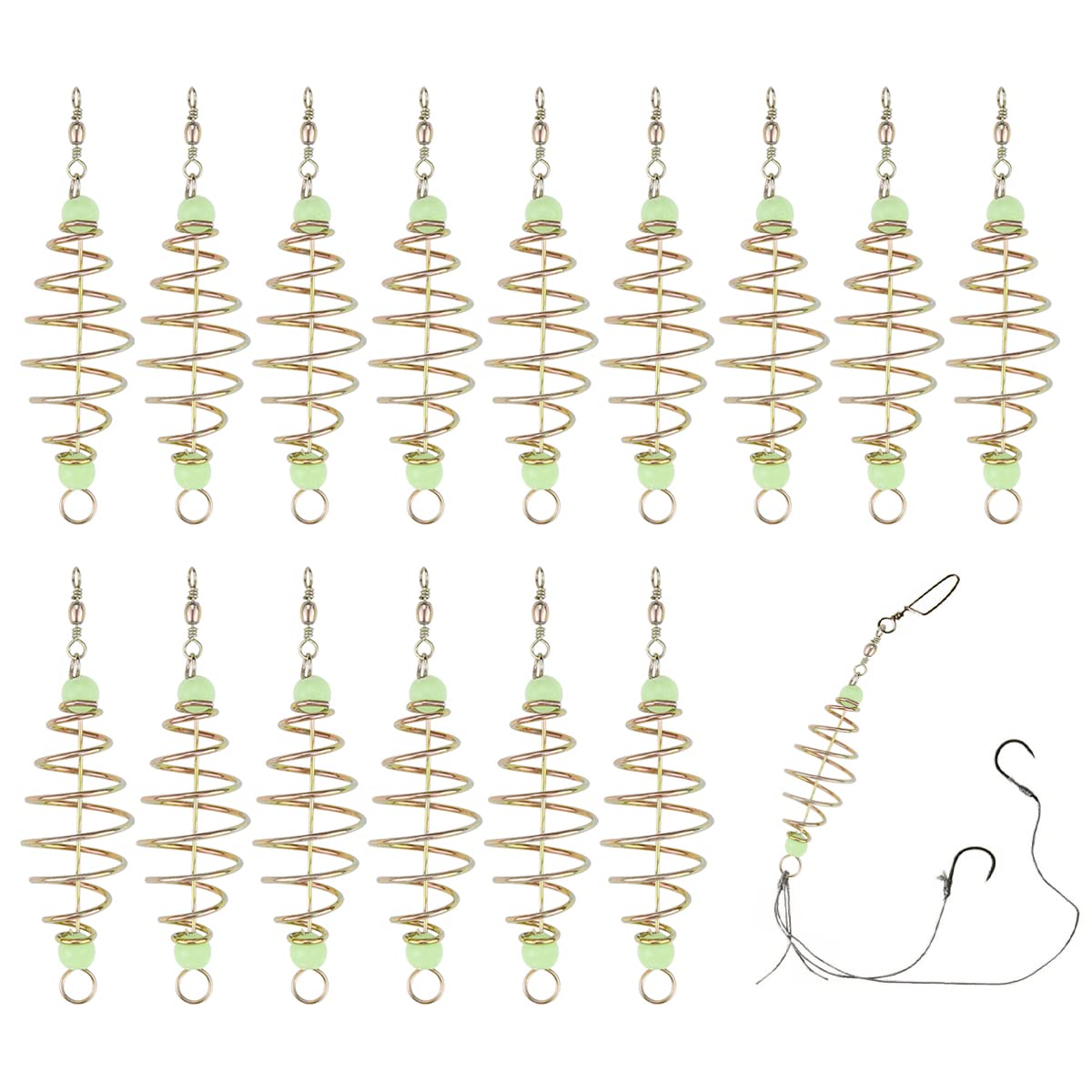 FERCAISH 15PCS Luminous Carp Fishing Feeder, Fishing Feeder Bait Cage - Catfish Bait Thrower Olive Shape Spring Fishing Feeder Bait Cage Holder Olive Shape Inline Method Fishing Tackle