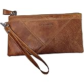 IVESIGN Women Genuine Leather Wristlet Zipper Clutch Wallet Ultra Slim RFID Blocking Credit Card Holder Hand Purse