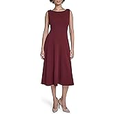 Calvin Klein Womens Sleeveless Crepe Midi A-line Dress