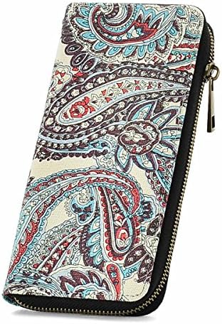 RUNWINDY Womens Canvas Wallet Zipper Around Long Clutch Purse Wristlet Handbag