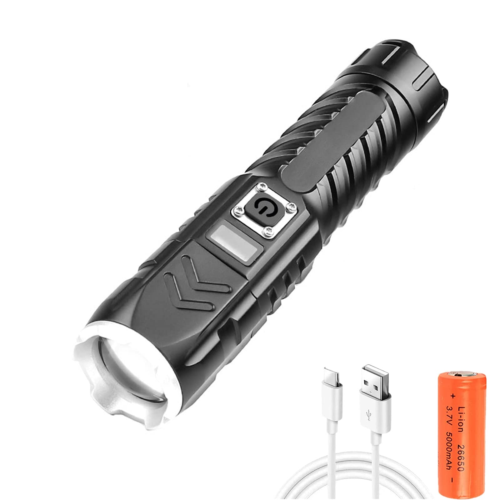BESTSUN LED XHP90 Torch, 10000 Lumens Tactical Rechargeable XHP90 Torches Handheld Flashlight with 4 Modes Zoomable Waterproof Torch Lamp for Camping Fishing Emergency Hunting